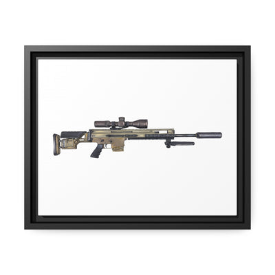 Socom Sniper Rifle Painting - Just The Piece - Black Framed Wrapped Canvas - Value Collection