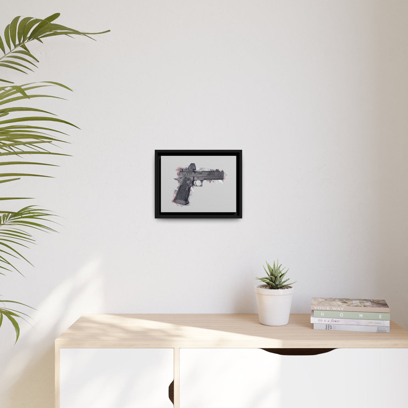 2011 Delta Pistol Painting - Black Framed Wrapped Canvas - Value Collection