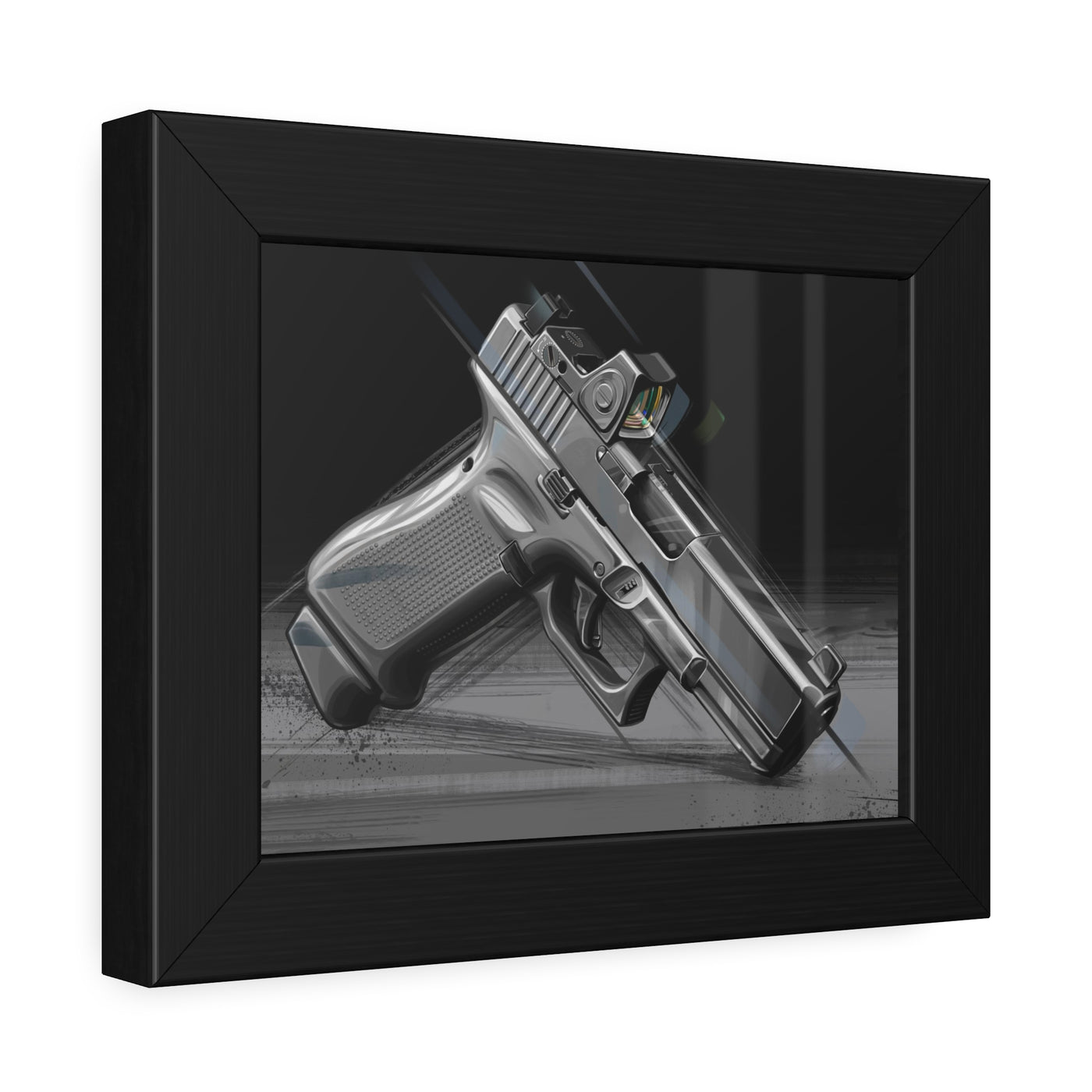 The Last Resort - OG Grey Poly Pistol Painting - Black Frame -Value Collection