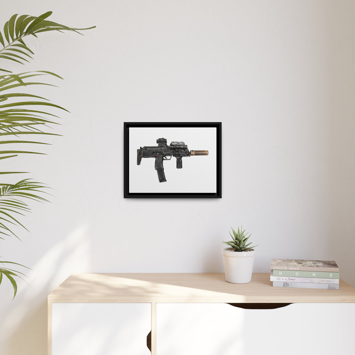 German 4.6x30mm Sub Machine Gun Painting - Just The Piece - Black Framed Wrapped Canvas - Value Collection