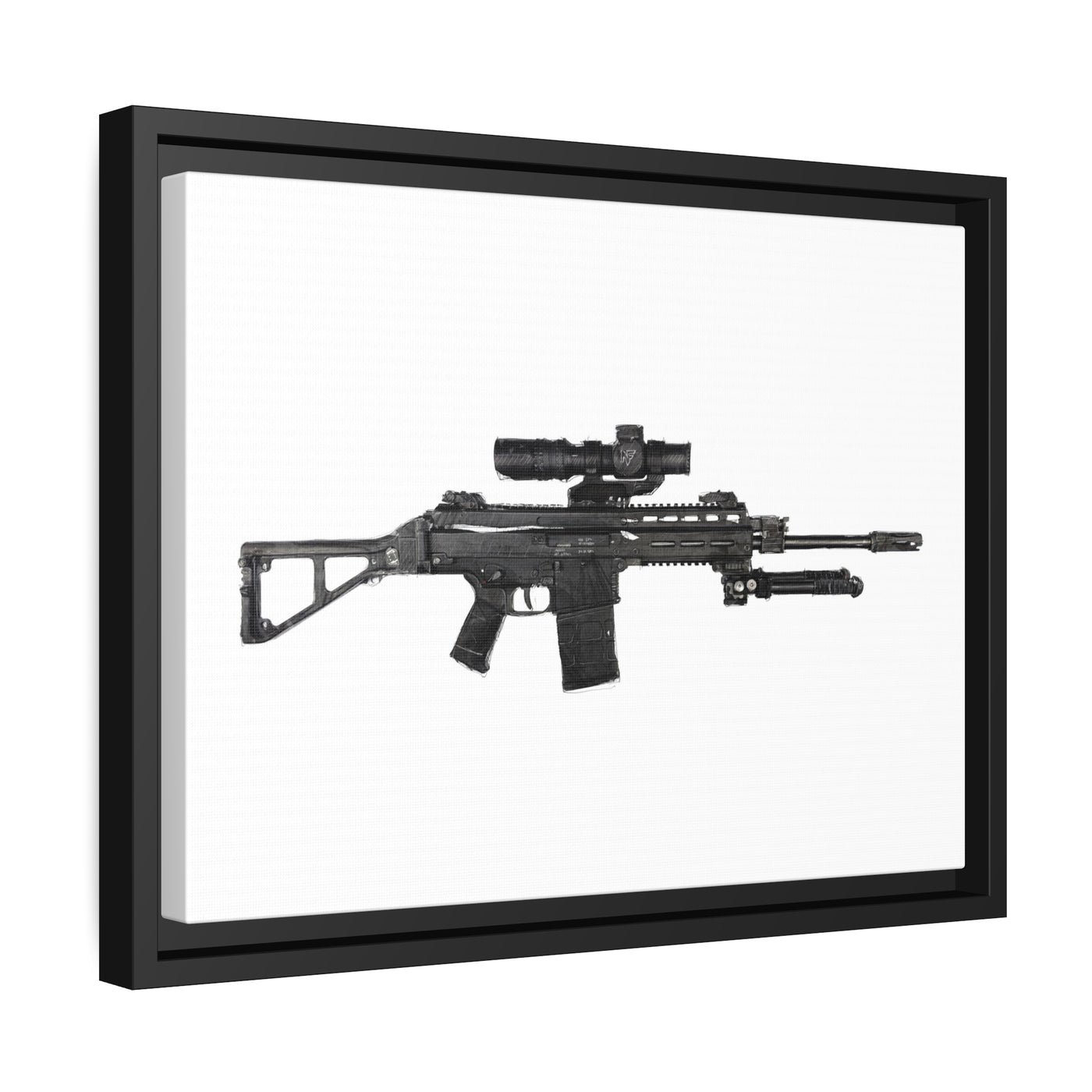 The Urban Sniper Painting - Just The Piece - Black Framed Wrapped Canvas - Value Collection