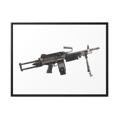 Belt-Fed 5.56x45mm Light Machine Gun Painting - Just The Piece - Black Framed Wrapped Canvas - Value Collection