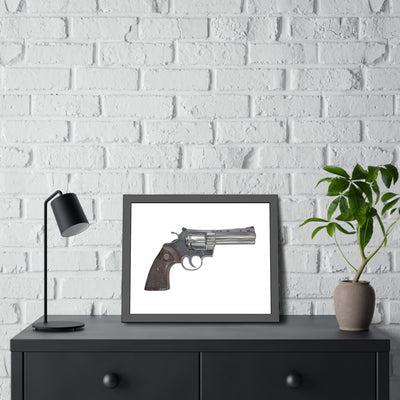 Wood & Stainless .357 Magnum Revolver Painting - Just The Piece - Black Frame - Value Collection