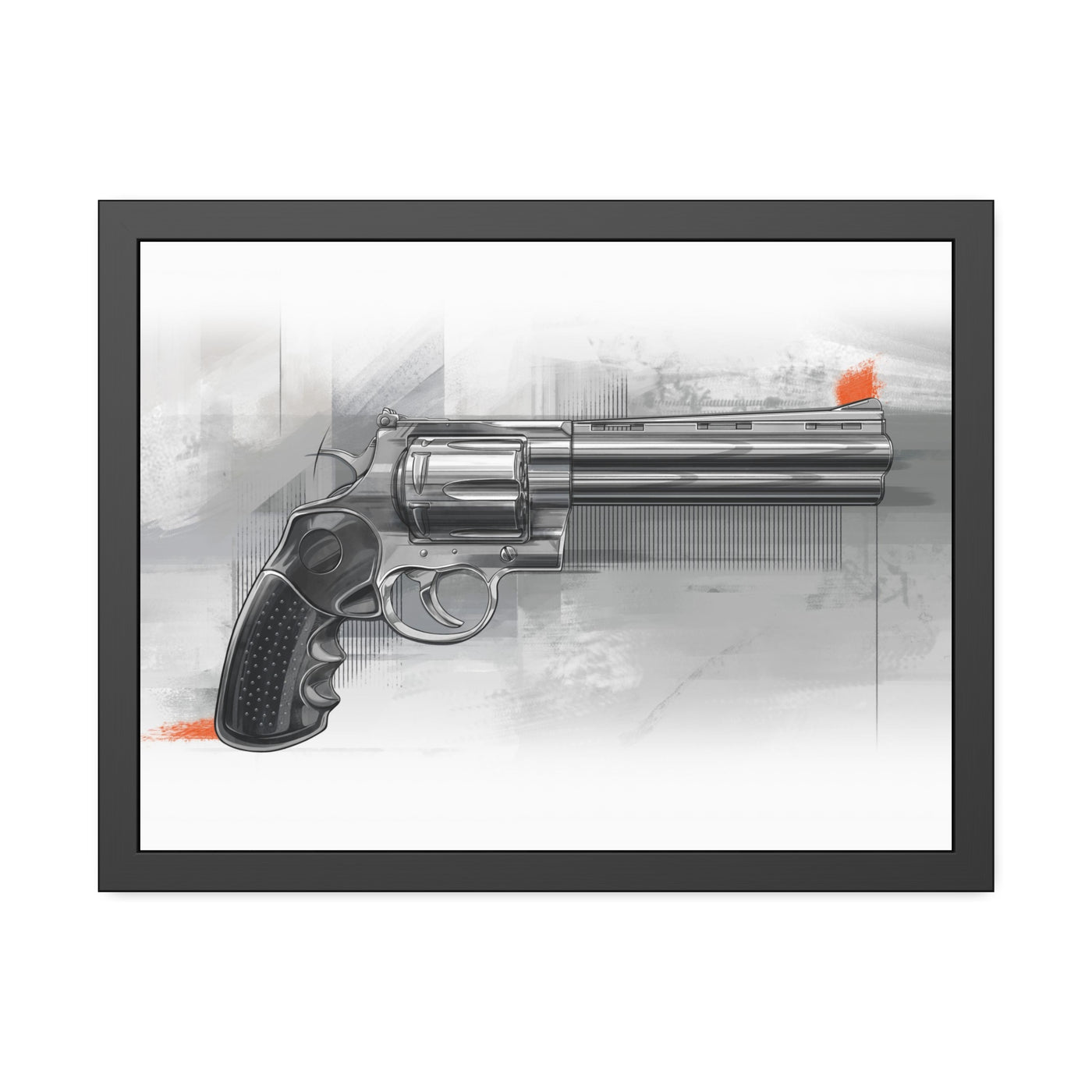 Stainless .44 Mag Revolver Painting - Black Frame - Value Collection