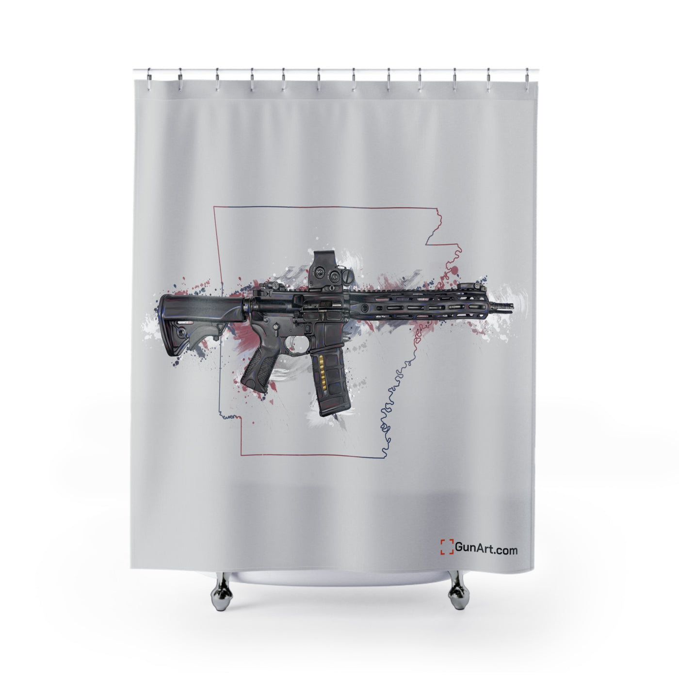 Defending Freedom - Arkansas - AR-15 State Shower Curtains - Colored State