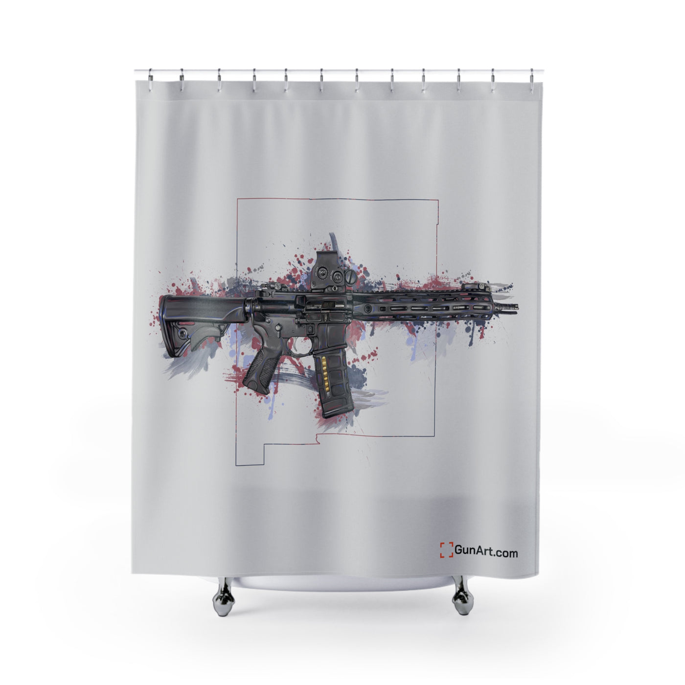 Defending Freedom - New Mexico - AR-15 State Shower Curtains - Colored State