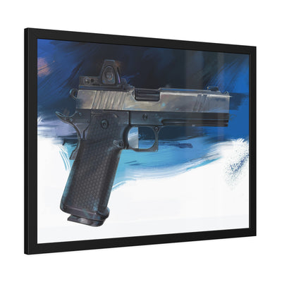 2011 Charlie - Pistol Painting - Dark Blue Background - Black Frame - Value Collection