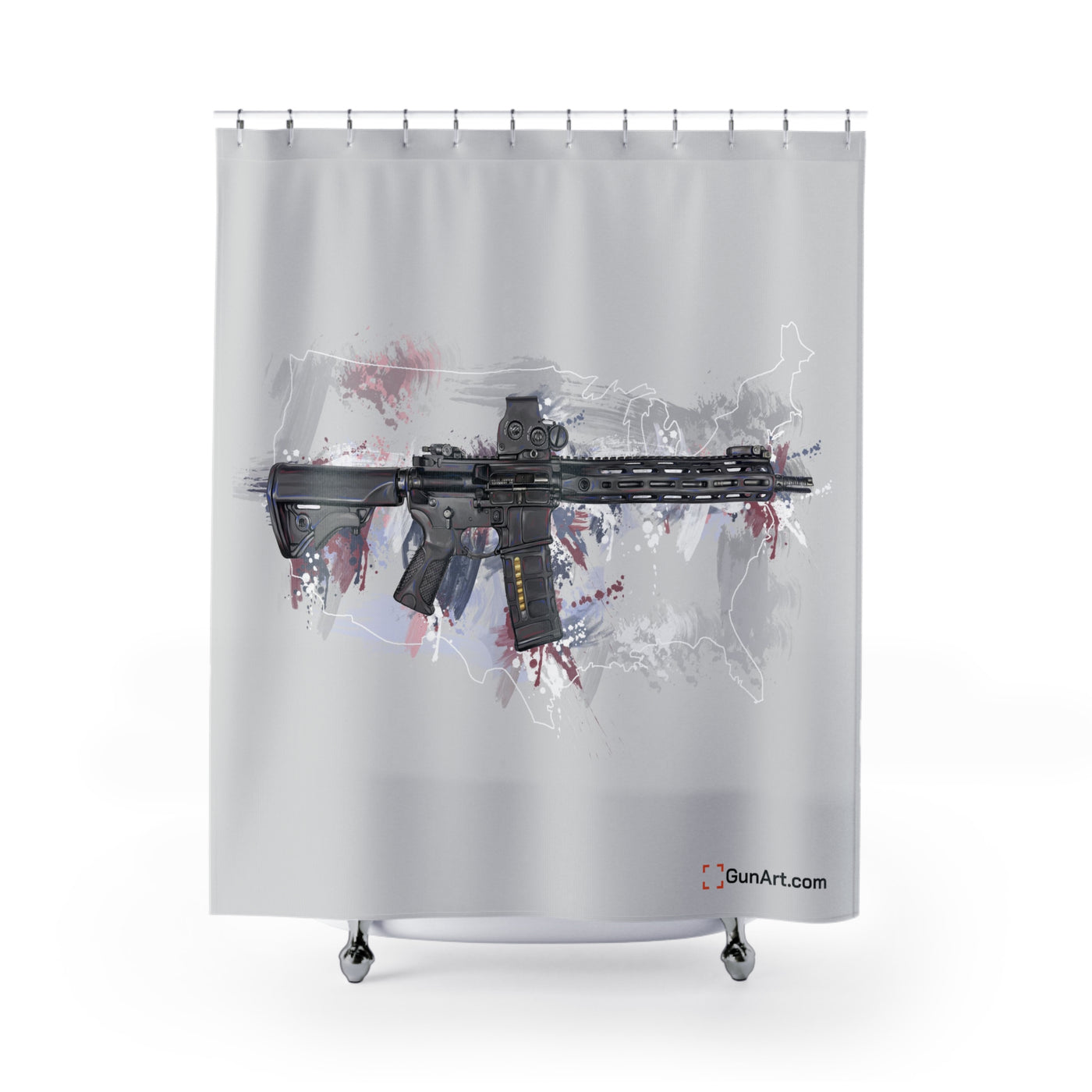 Defending Freedom - United States - AR-15 State Shower Curtains - White State