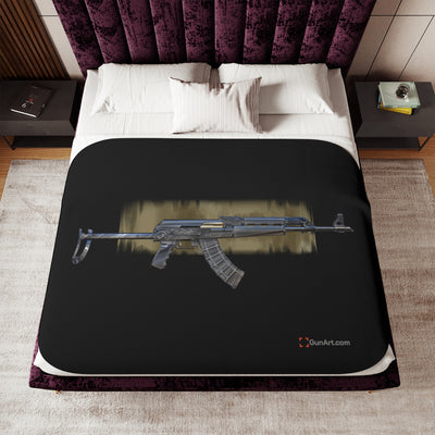 The Paratrooper / AK-47 Underfolder  Sherpa Blanket - Black Background