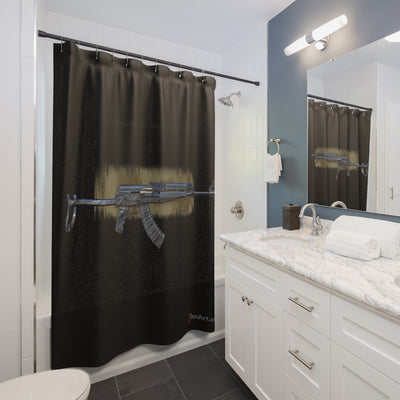 The Paratrooper / AK-47 Underfolder Shower Curtains - Black Background
