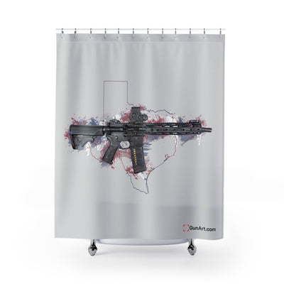 Defending Freedom - Texas - AR-15 State Shower Curtains - Colored State