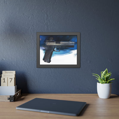 2011 Charlie - Pistol Painting - Dark Blue Background - Black Frame - Value Collection