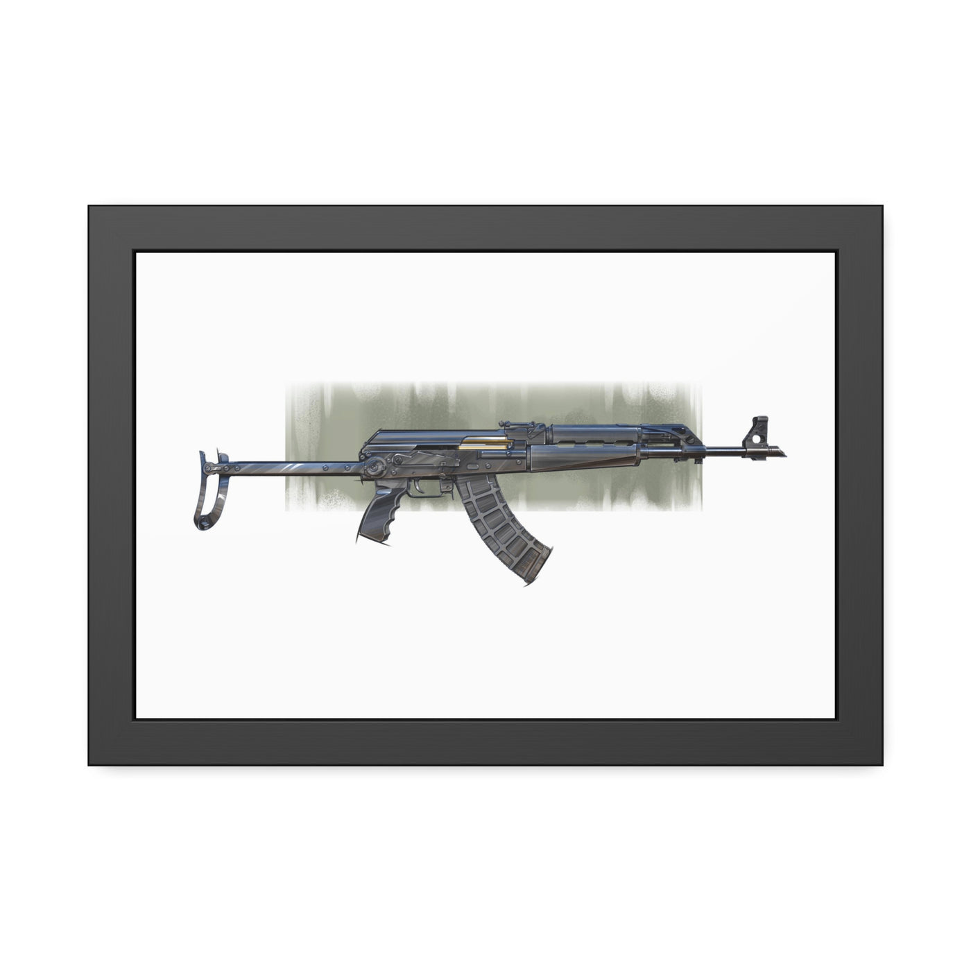 The Paratrooper / AK-47 Underfolder Painting - Black Frame - Value Collection