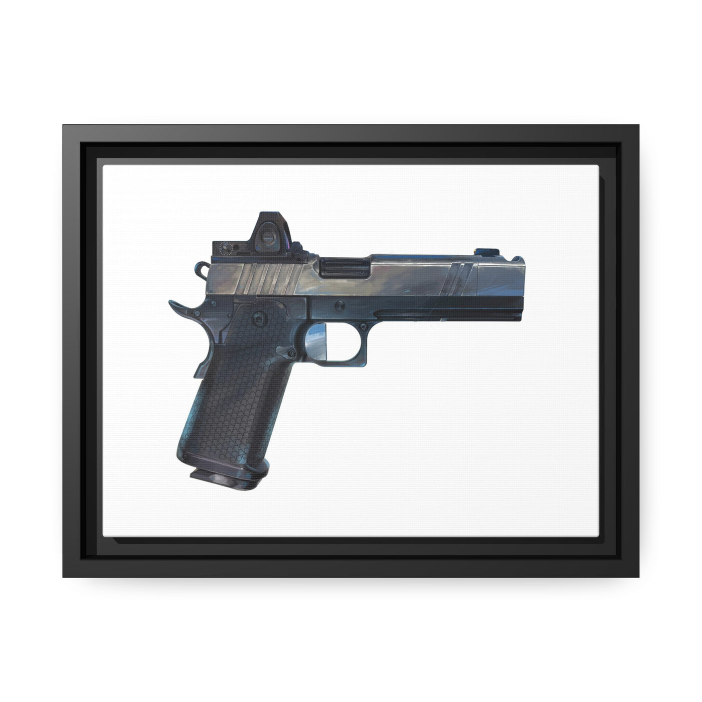 2011 Charlie - Pistol Painting - Just The Piece - Black Framed Wrapped Canvas - Value Collection