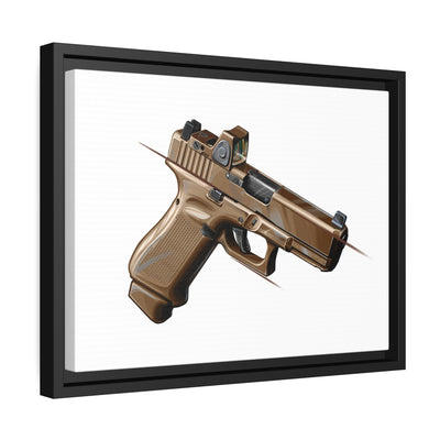 The Last Resort - OG Tan Poly Pistol Painting - Just The Piece - Black Framed Wrapped Canvas - Value Collection