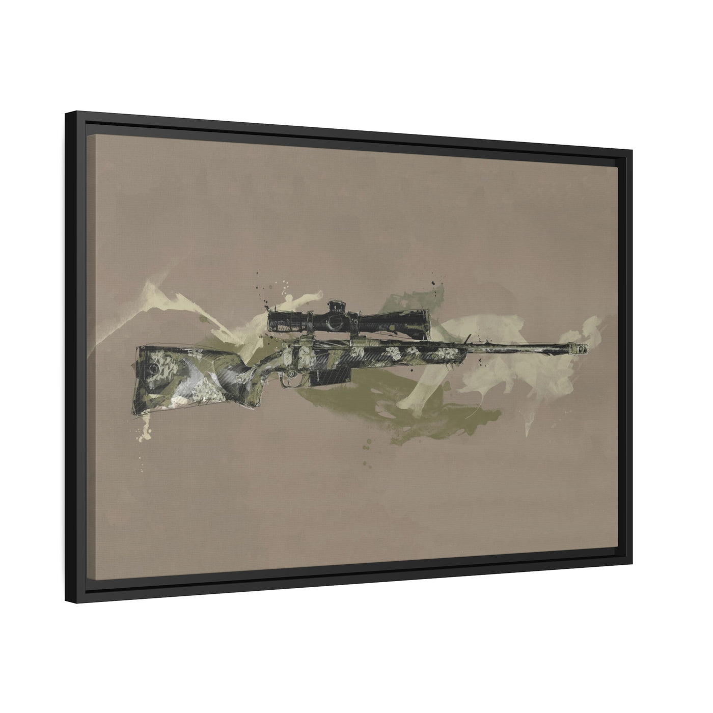 The Harvester - Long Range Hunting Rifle Painting (Minimal) - Black Framed Wrapped Canvas - Value Collection