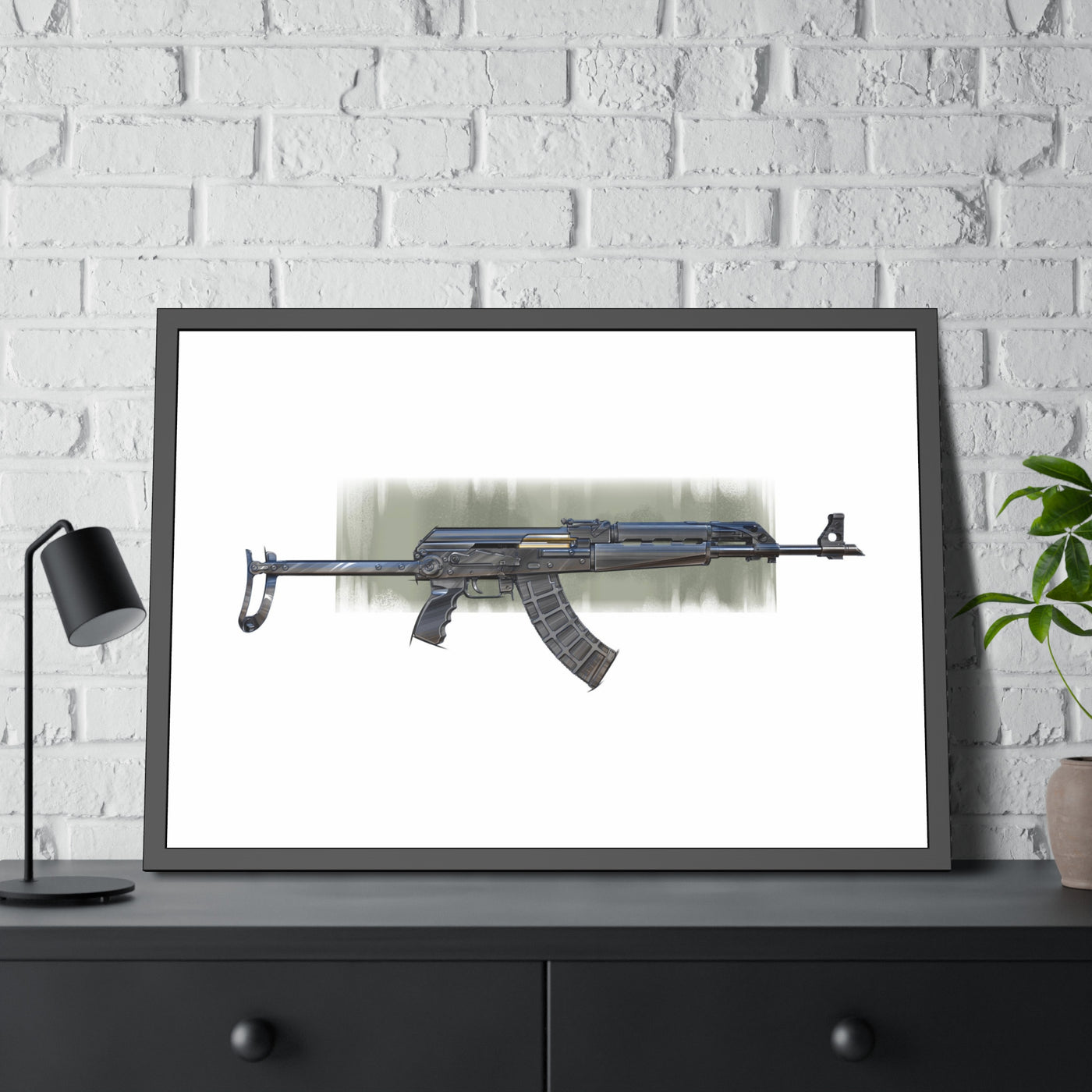 The Paratrooper / AK-47 Underfolder Painting - Black Frame - Value Collection