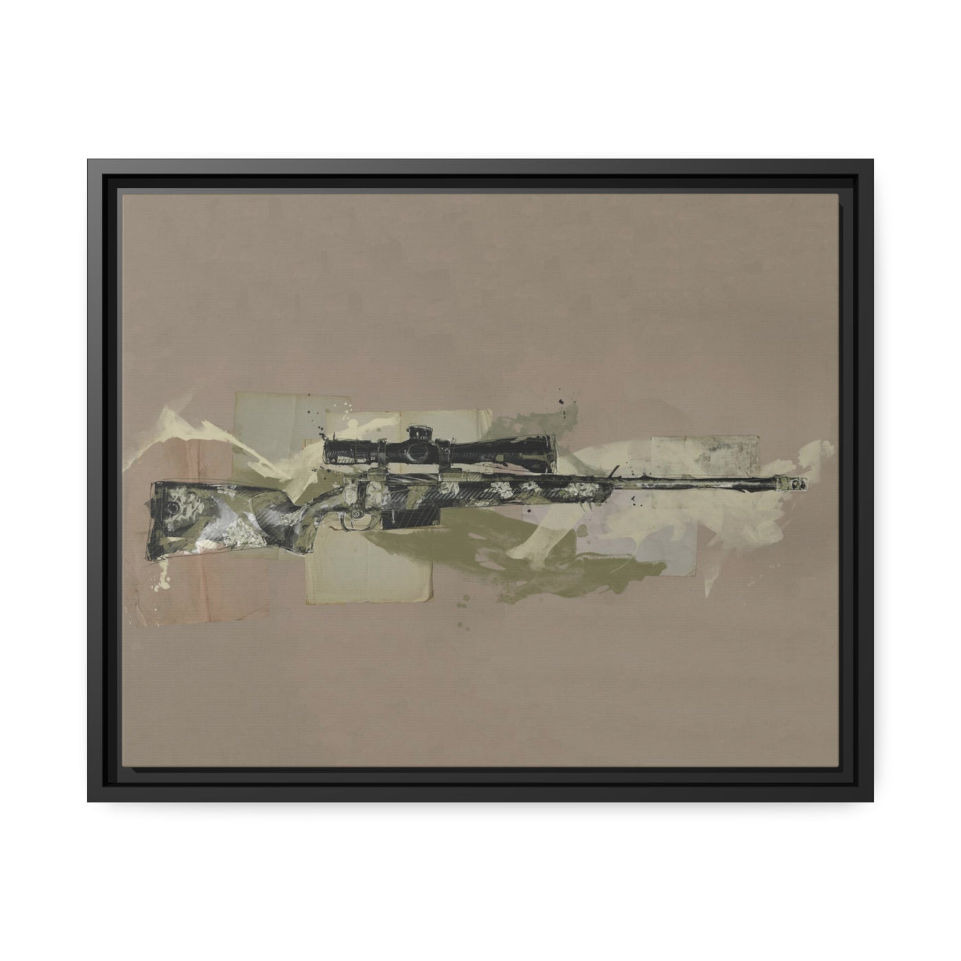 The Harvester - Long Range Hunting Rifle Painting - Black Framed Wrapped Canvas - Value Collection