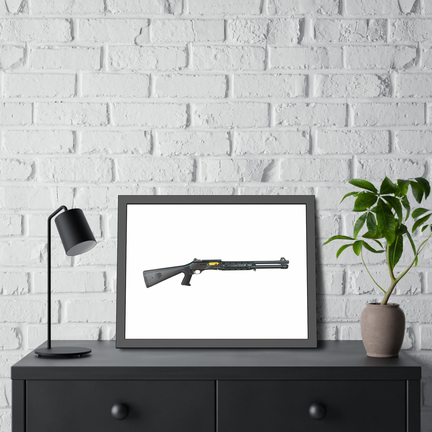 Special Ops Shotgun 12 Gauge Painting - Just the Piece - Black Frame - Value Collection