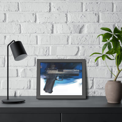 2011 Charlie - Pistol Painting - Dark Blue Background - Black Frame - Value Collection