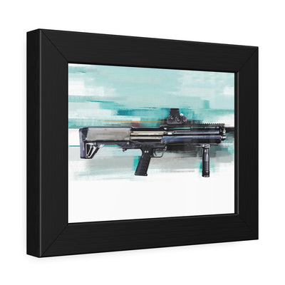 Tactical Bullpup Shotgun Painting - Green Background - Black Frame - Value Collection