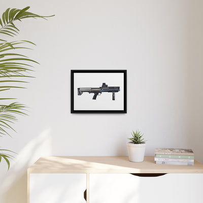 Tactical Bullpup Shotgun Painting - Just The Piece - Black Framed Wrapped Canvas - Value Collection