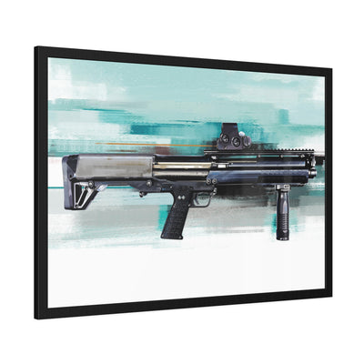 Tactical Bullpup Shotgun Painting - Green Background - Black Frame - Value Collection