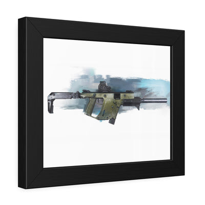 The Vindicator - Suppressed SMG Painting - Blue Background - Black Frame - Value Collection