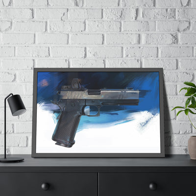 2011 Charlie - Pistol Painting - Dark Blue Background - Black Frame - Value Collection