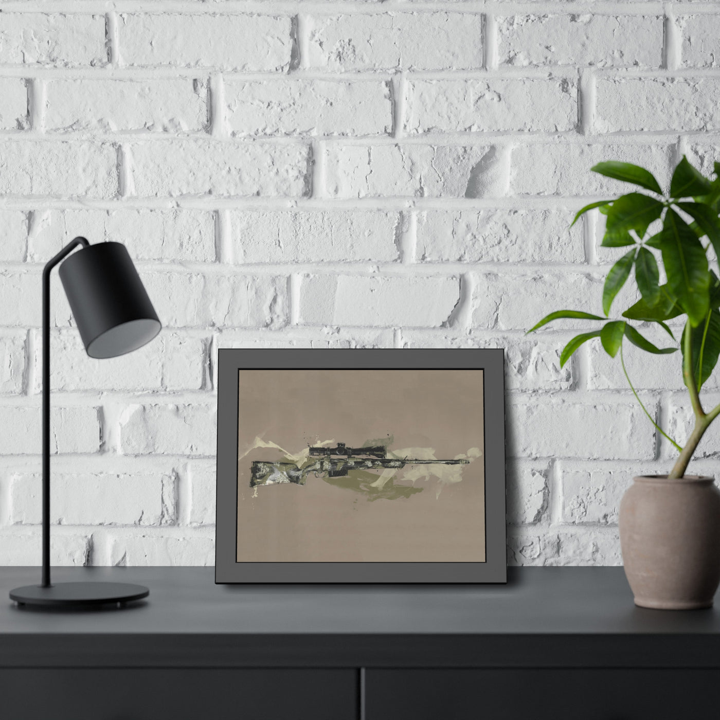 The Harvester - Long Range Hunting Rifle Painting (Minimal) - Black Frame - Value Collection