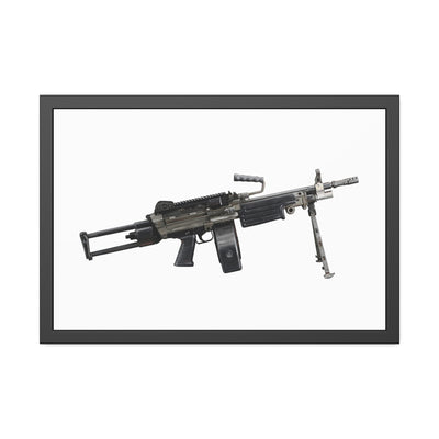 Belt-Fed 5.56x45mm Light Machine Gun Painting - Just The Piece - Black Frame - Value Collection