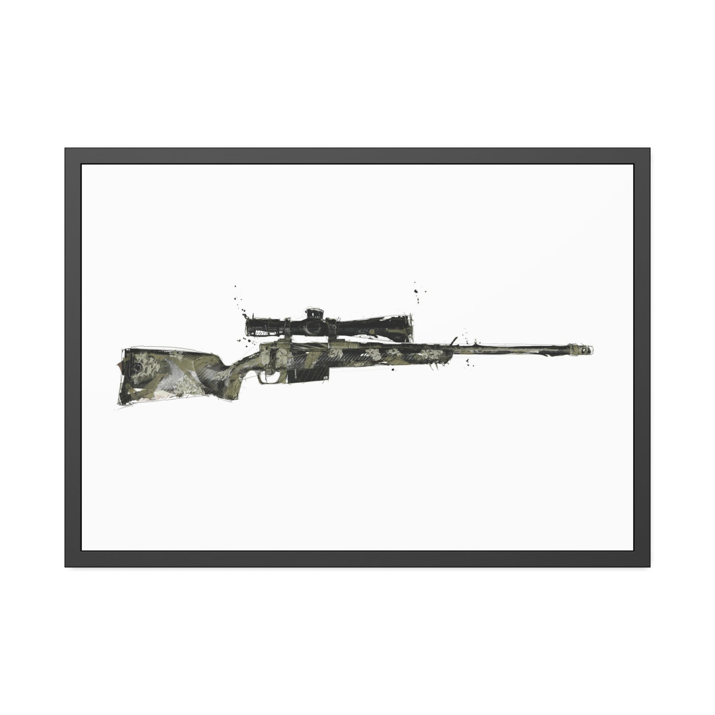 The Harvester - Long Range Hunting Rifle Painting - Just The Piece - Black Frame - Value Collection