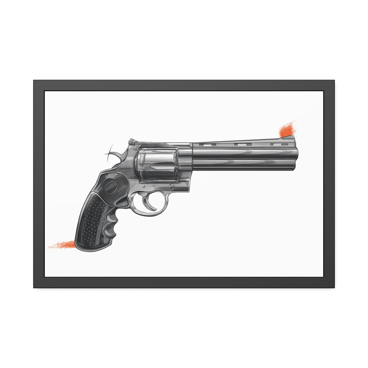 Stainless .44 Mag Revolver Painting - Just The Piece - Black Frame - Value Collection