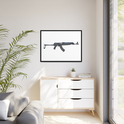 The Paratrooper AK-47 Painting - Just The Piece - Black Framed Wrapped Canvas - Value Collection