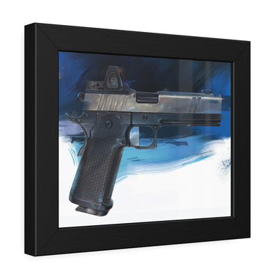 2011 Charlie - Pistol Painting - Dark Blue Background - Black Frame - Value Collection