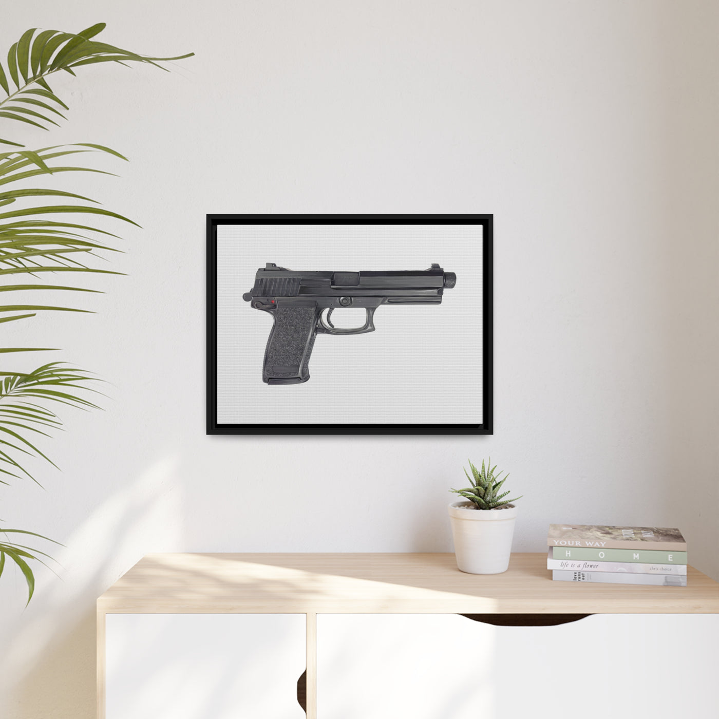 Tactical .45 ACP Poly Pistol Painting - Just The Piece - Black Framed Wrapped Canvas - Value Collection