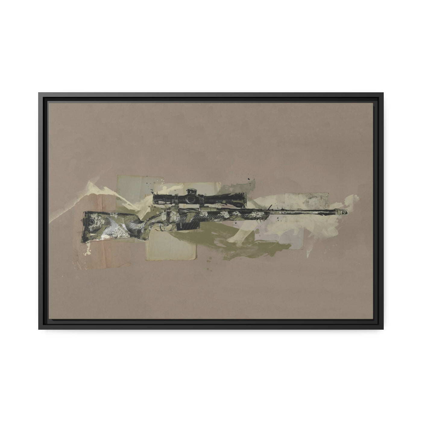 The Harvester - Long Range Hunting Rifle Painting - Black Framed Wrapped Canvas - Value Collection