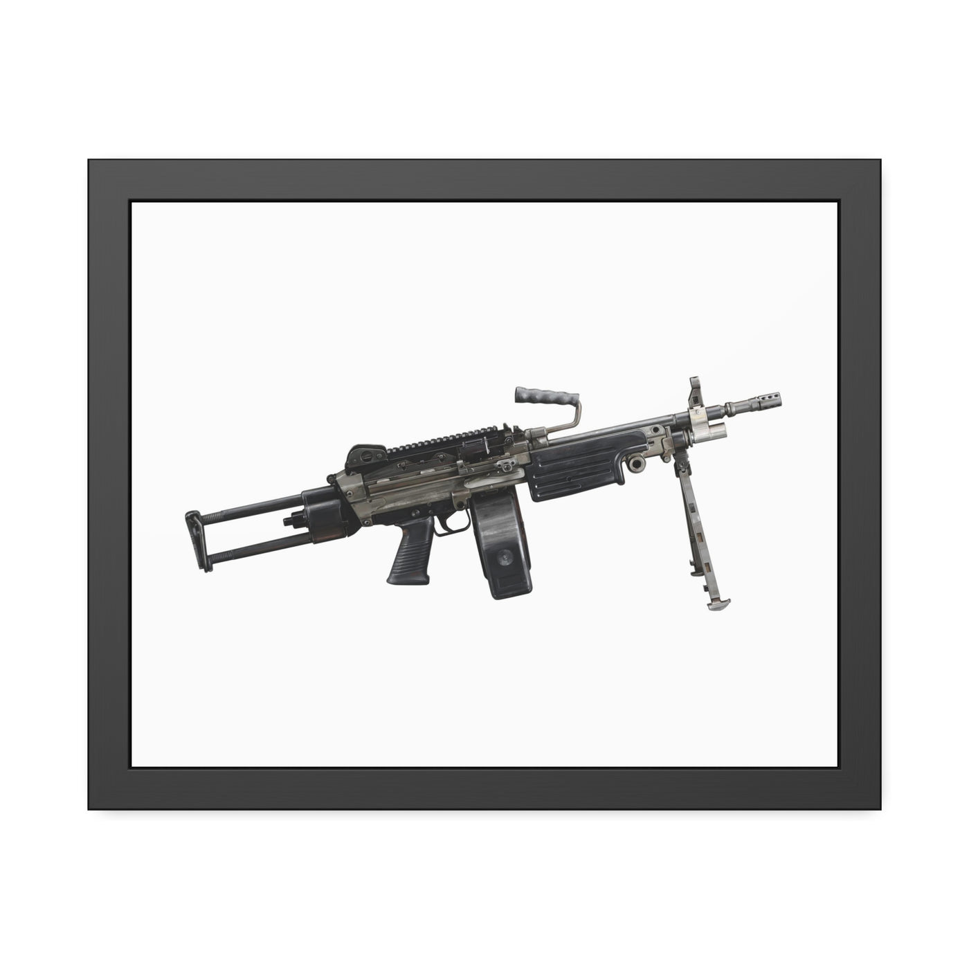 Belt-Fed 5.56x45mm Light Machine Gun Painting - Just The Piece - Black Frame - Value Collection