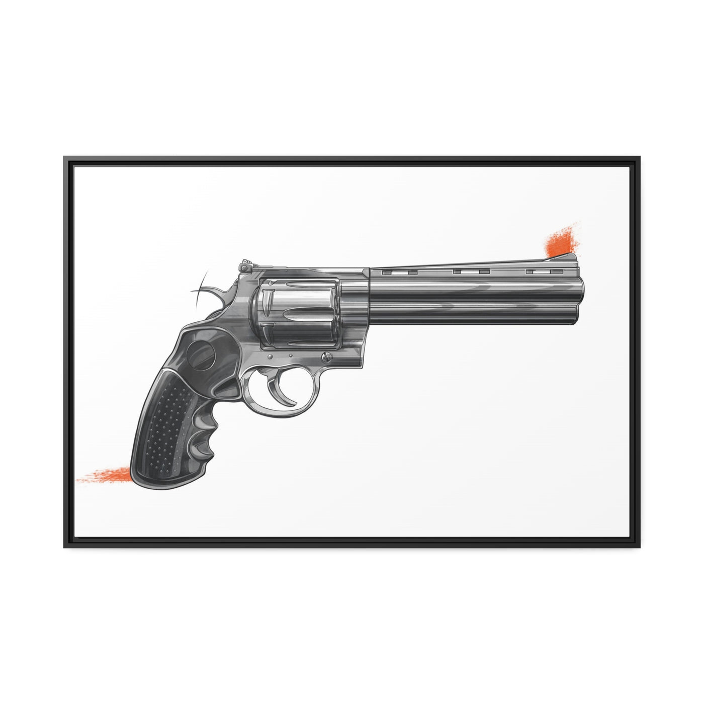 Stainless .44 Mag Revolver Painting - Just The Piece - Black Framed Wrapped Canvas - Value Collection