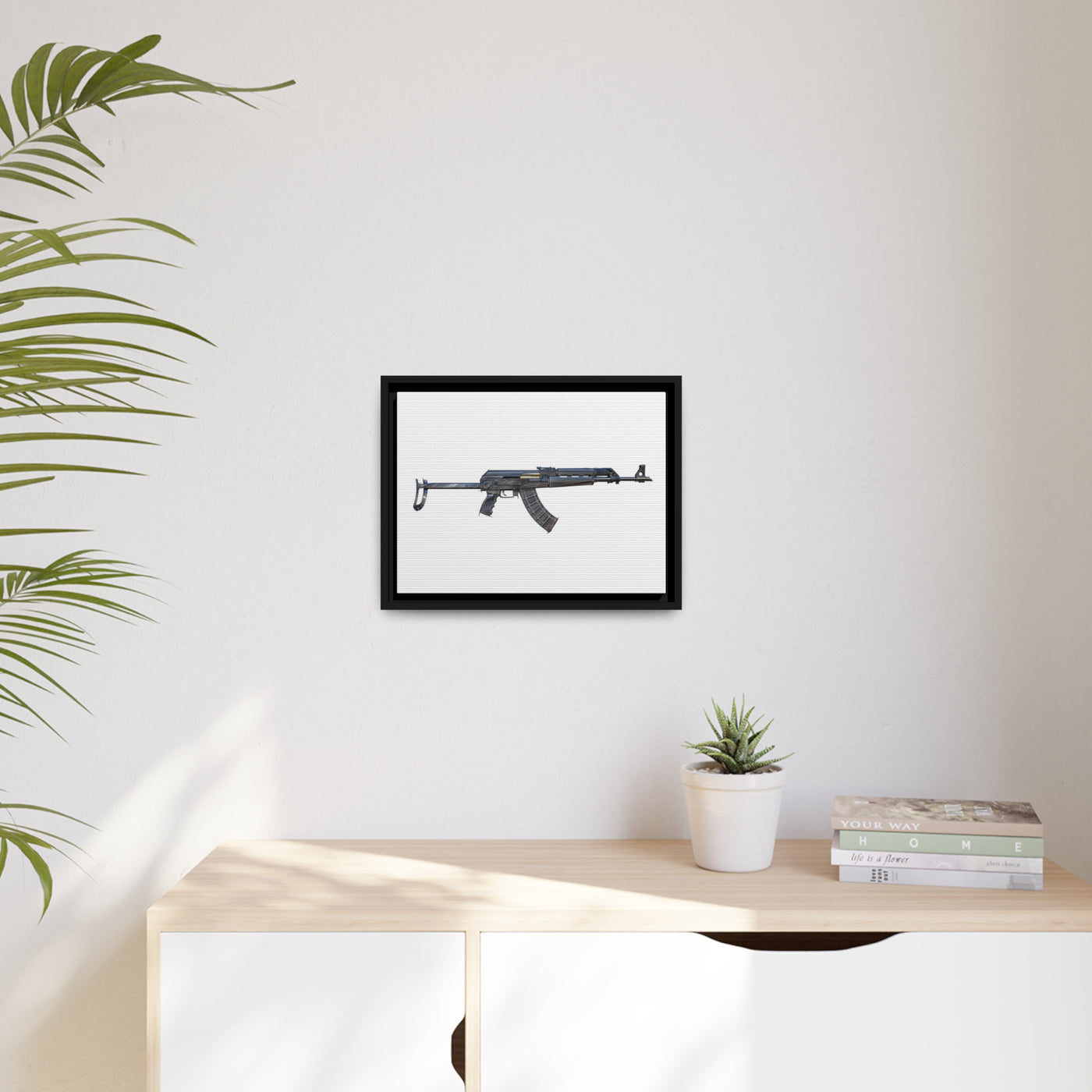 The Paratrooper AK-47 Painting - Just The Piece - Black Framed Wrapped Canvas - Value Collection