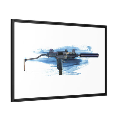 The Miniature Menace - Full Auto Subgun Painting - Black Framed Wrapped Canvas - Value Collection