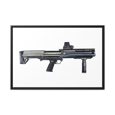 Tactical Bullpup Shotgun Painting - Just The Piece - Black Framed Wrapped Canvas - Value Collection