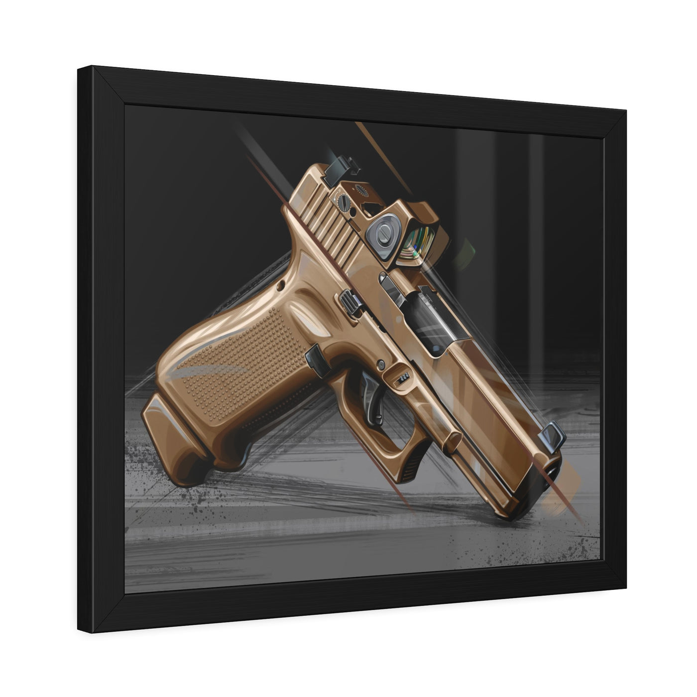 The Last Resort - OG Tan Poly Pistol Painting - Black Frame - Value Collection