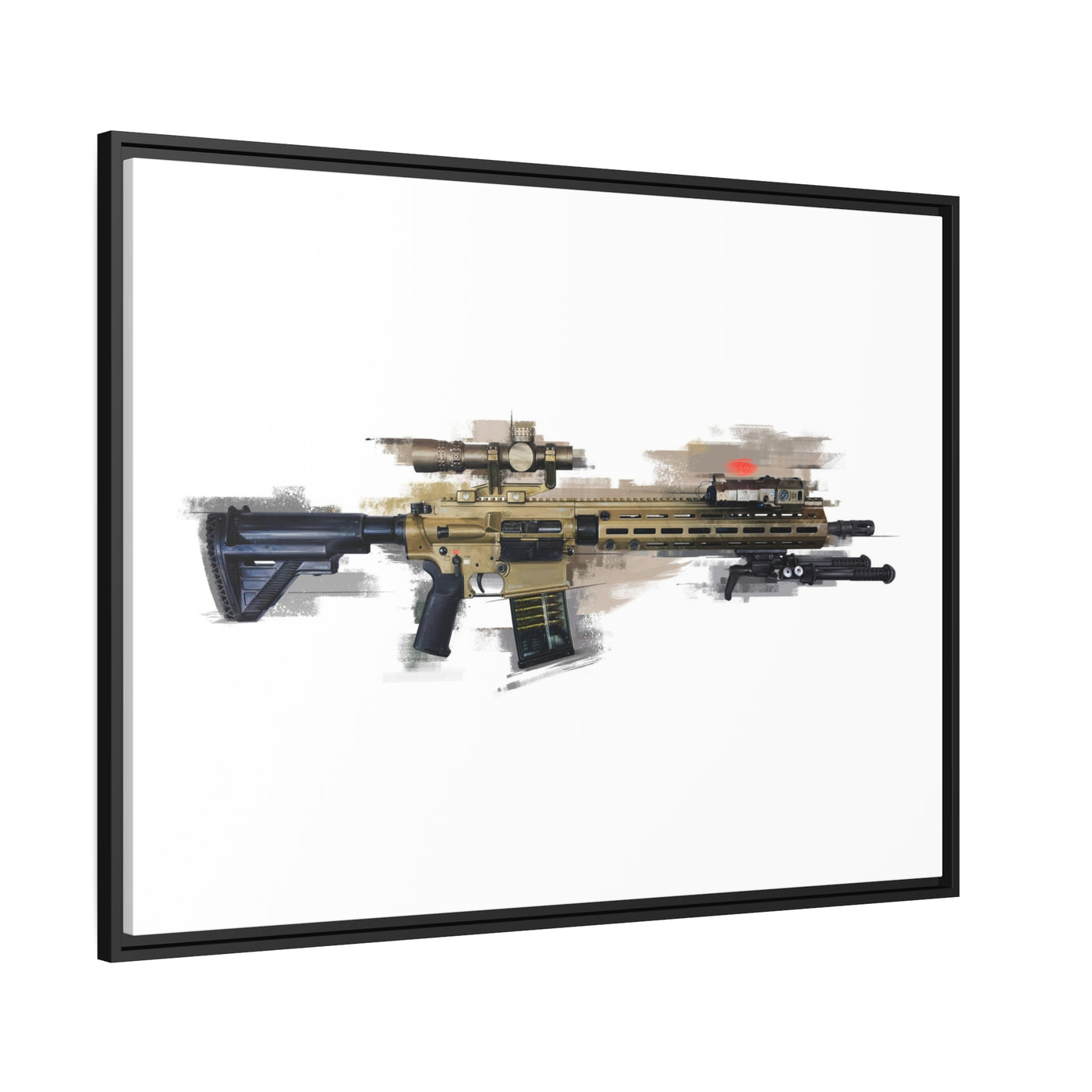 German 7.62x51mm AR10 Battle Rifle Painting - Black Framed Wrapped Canvas - Value Collection