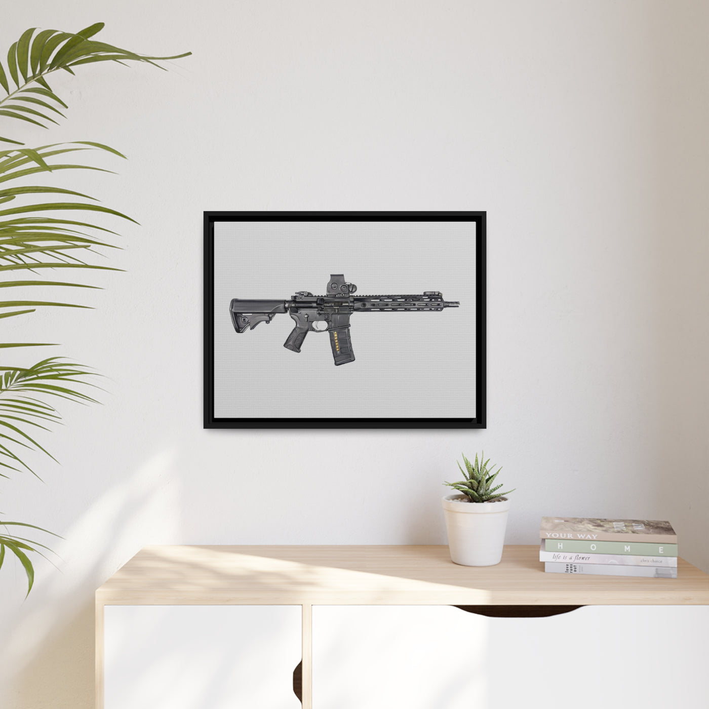 Defending Freedom - AR-15 State Painting - Just The Piece - Black Framed Wrapped Canvas - Value Collection