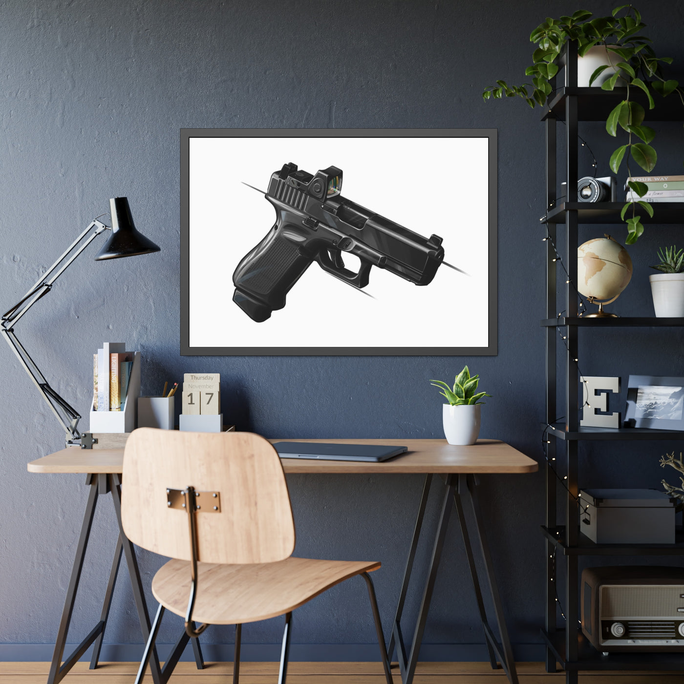 The Last Resort - OG Black Poly Pistol Painting - Just The Piece - Black Frame - Value Collection