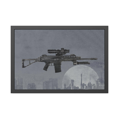 The Urban Sniper Painting - Grey Background - Black Frame - Value Collection