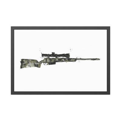 The Harvester - Long Range Hunting Rifle Painting - Just The Piece - Black Frame - Value Collection