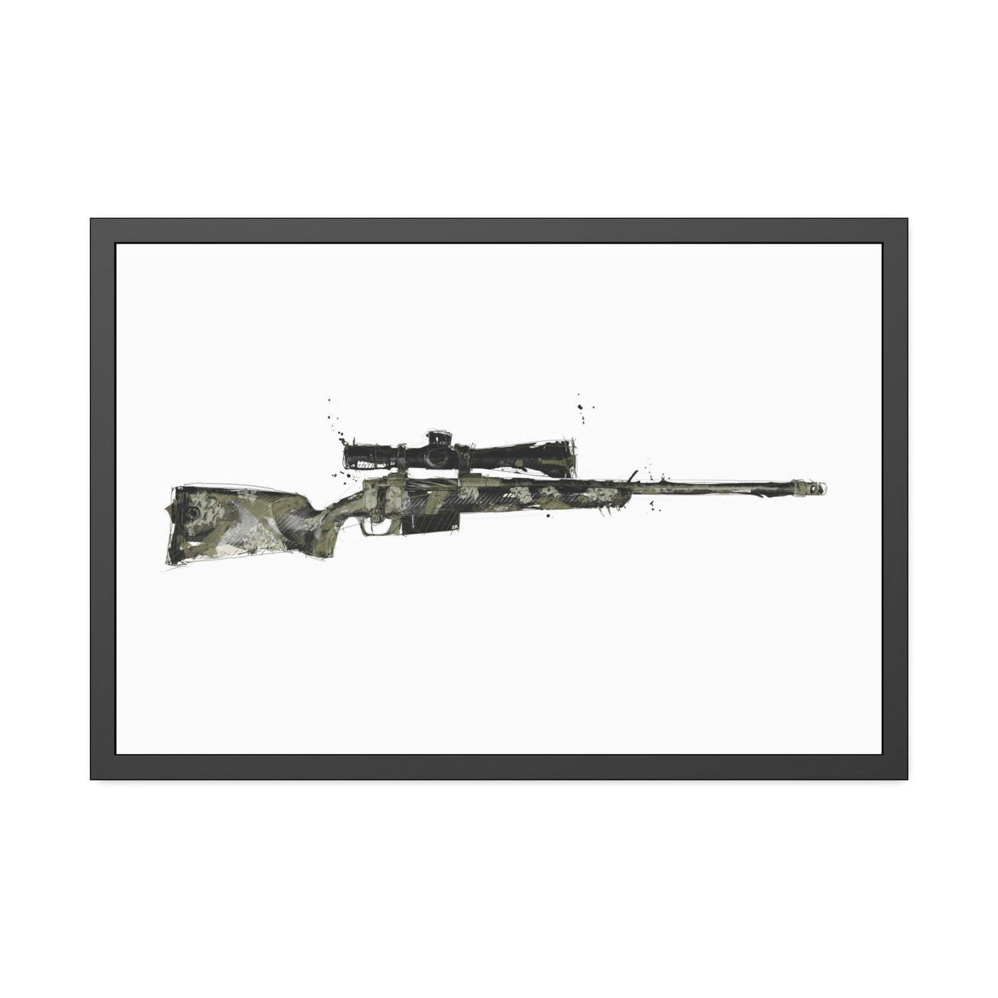 The Harvester - Long Range Hunting Rifle Painting - Just The Piece - Black Frame - Value Collection