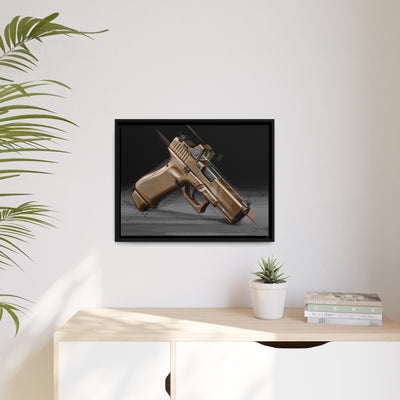 The Last Resort - OG Tan Poly Pistol Painting - Black Framed Wrapped Canvas - Value Collection